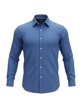 XMI Platinum Mens Long Sleeve Blue Button-Up Shirt 17.5 34/35